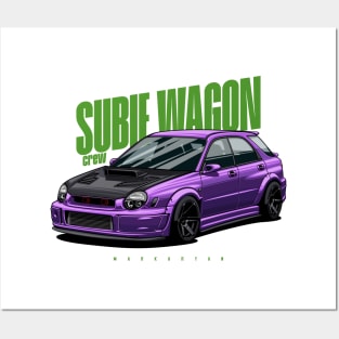 Subie Wagon (purple) Posters and Art